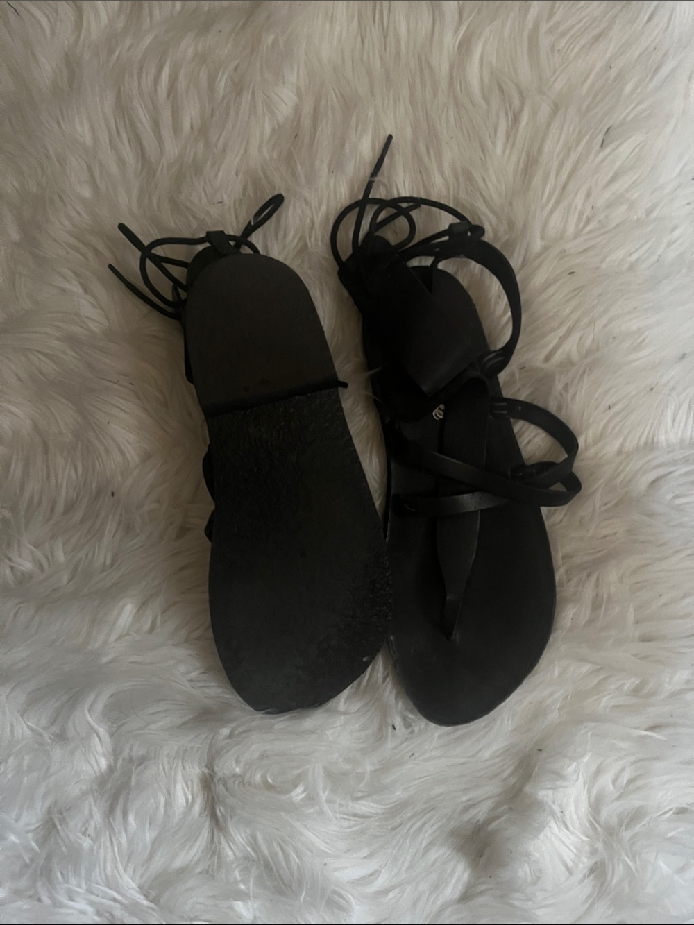 Free People Black Lace-Up Thong Sandals - Picture 2 of 3